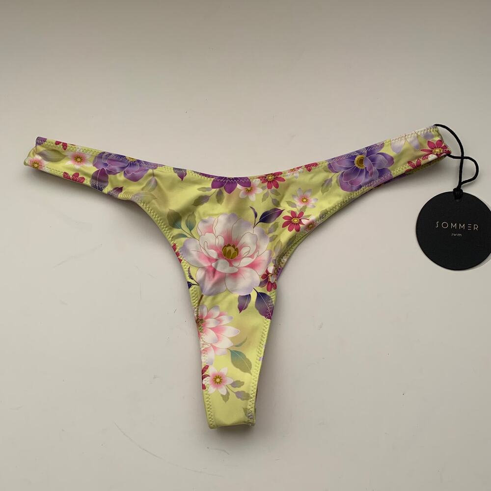 Sommer Swim VITORIA Flor du Sol Brazilian Bikini Bottoms Yellow Womens New Med - Picture 2 of 9